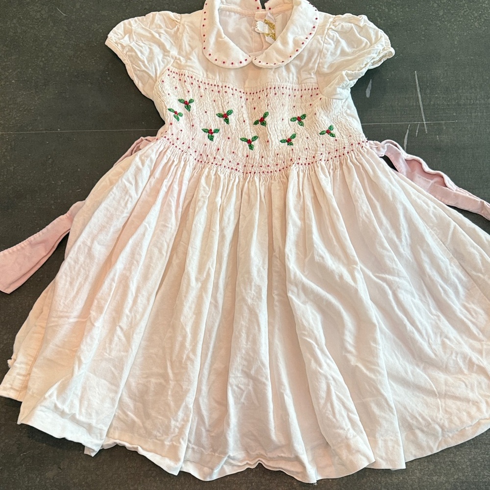 Elegant White and Red Kids Dress with Embroidery